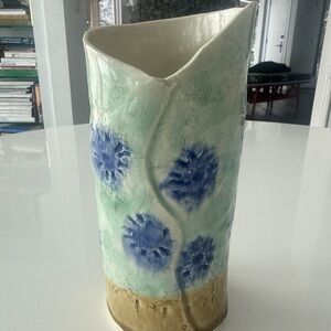 Handcrafted Raku Pottery Vase Signed & Dated